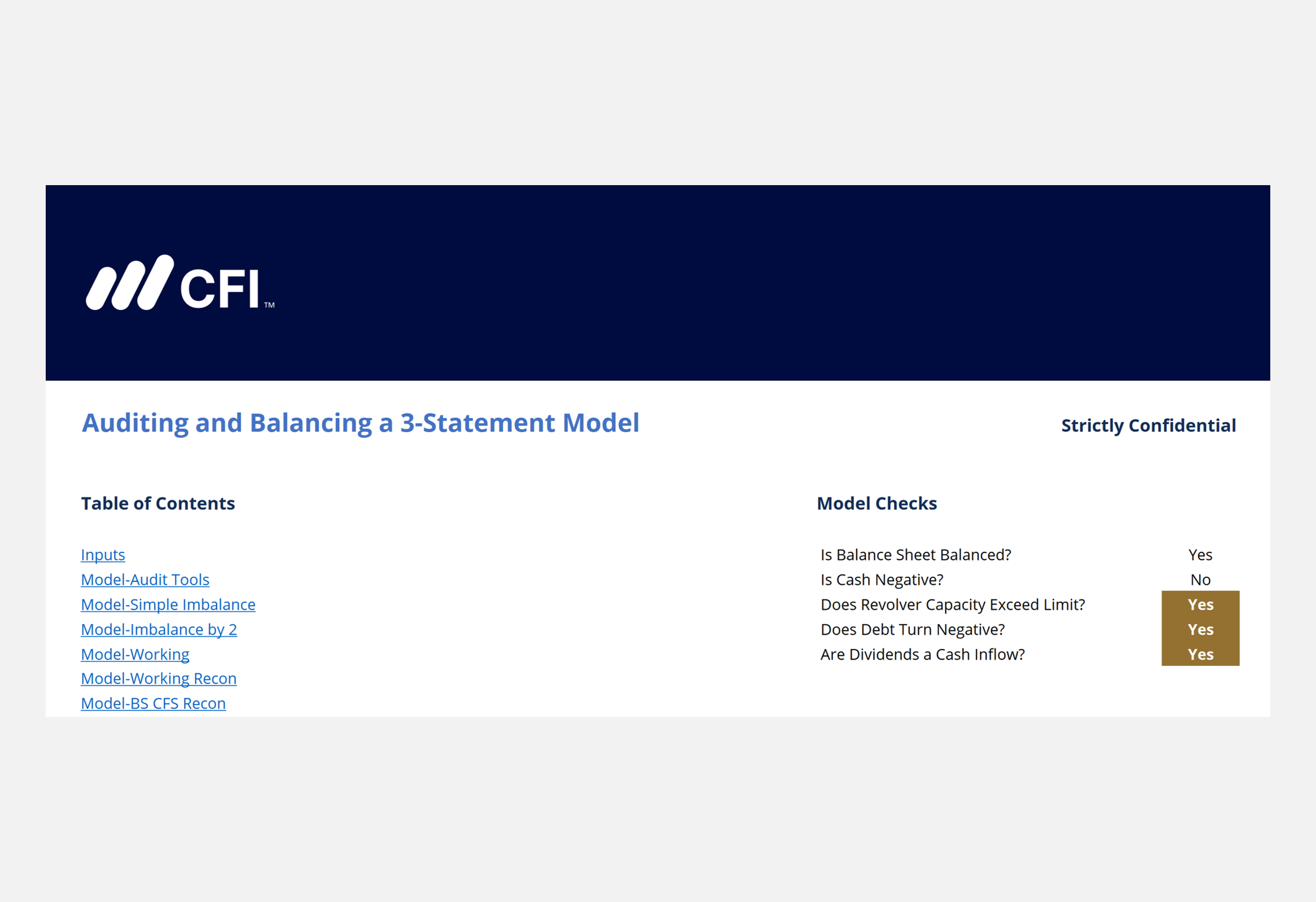 Auditing and Balancing a 3-Statement Model
