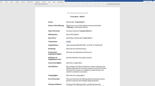 Term Sheet Template